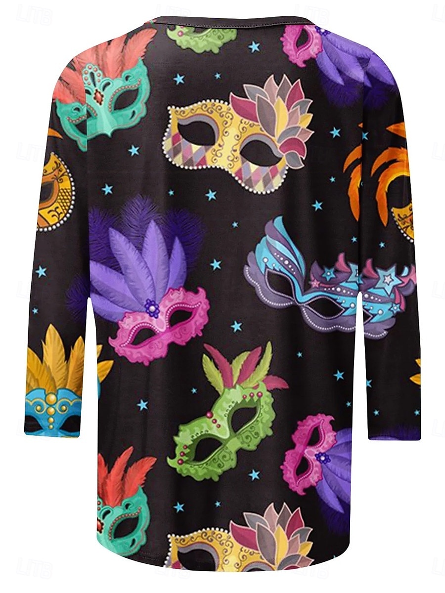 Carnival Women's T Shirt Graphic Casual Long Sleeve Crew Neck Regular Tops Daily Print Purple Spring Fall 2025 - $22.99 –P3