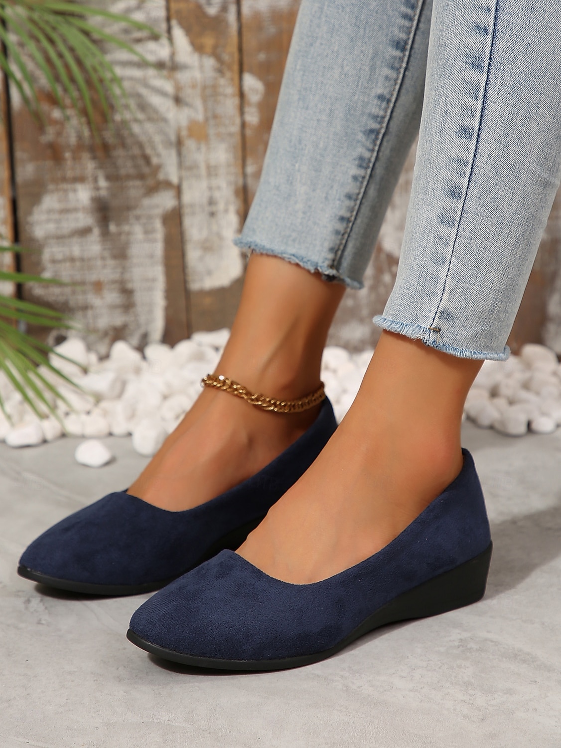 2026年 クッションソールを備えた女性用の柔らかいネイビーブルーのスエードスリッポンフラットシューズ | 普段使いに最適  コレクション – $19.99 –P3