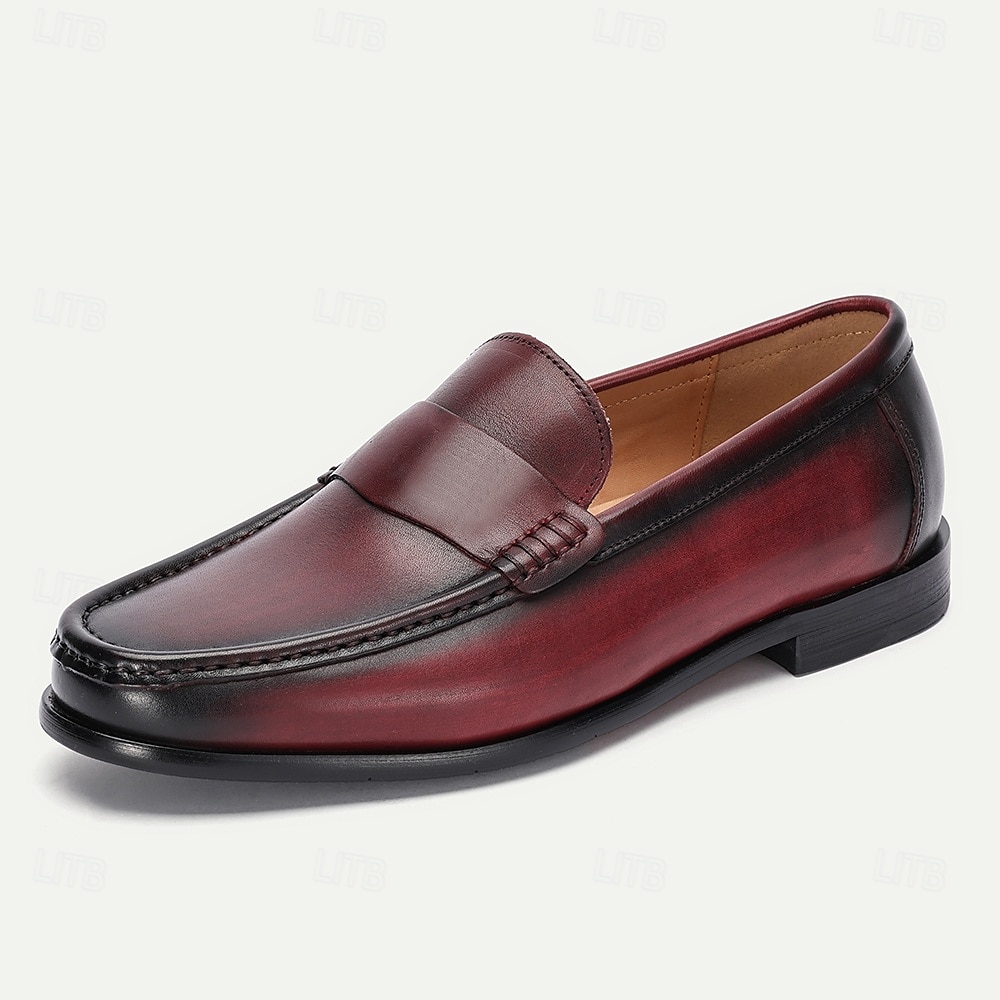 mocassini da uomo in pelle bovina di prima qualità con finitura liscia: calzature formali eleganti per lavoro e occasioni speciali del 2025 a $94.99 –P2