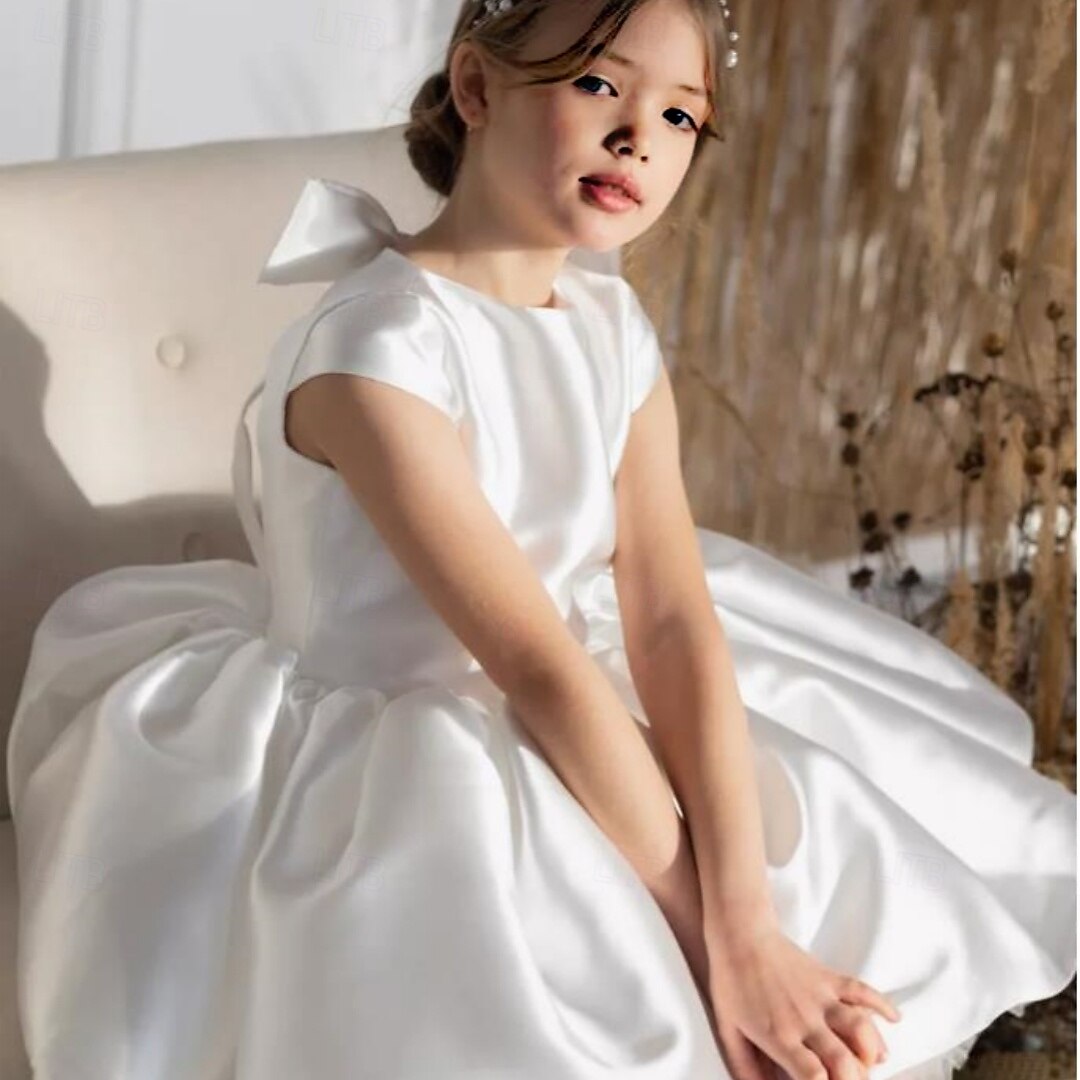 kinderkleidung Mädchen Blumenmädchen Kleid Kleid für die Erstkommunion Party Kleid Feste Farbe Ärmellos Leistung Hochzeit Party Gitter Prinzessin Süß Gitter Mitte der Wade Etuikleid Tüll-Kleid Sommer 2025 - $79.99 –P2