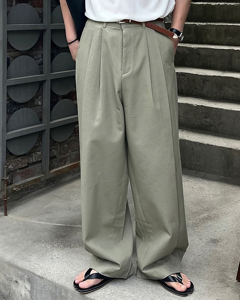 Herren Leinenhose Baumwollhosen Hose Hosen Sommerhosen Tasche Gerade geschnitten Glatt Komfort Atmungsaktiv Urlaub Täglich Festtage Hawaiianisch Boho Armeegrün Marineblau 2025 - $27.99 –P3