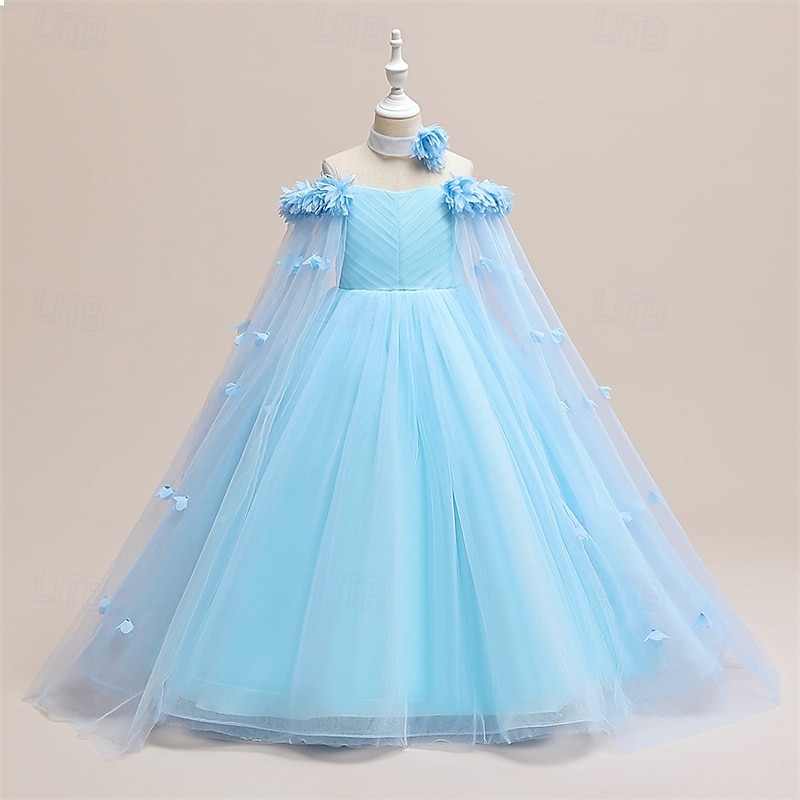 Flower Girl Dress Kid's Girls' Princess Dress Performance Wedding Party Elegant Beautiful Mesh Solid Color Sleeveless Crew Neck Light Pink White 4 years+ 2025 - GBP £37 –P8