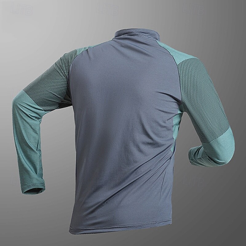 Hombre Camiseta Camiseta para senderismo Manga Larga Cremallera de un cuarto Camiseta Camiseta musculosa Camiseta elástica de culturismo Al aire libre Secado rápido Rutina de ejercicio Suave Reductor 2025 - $21.99 –P7