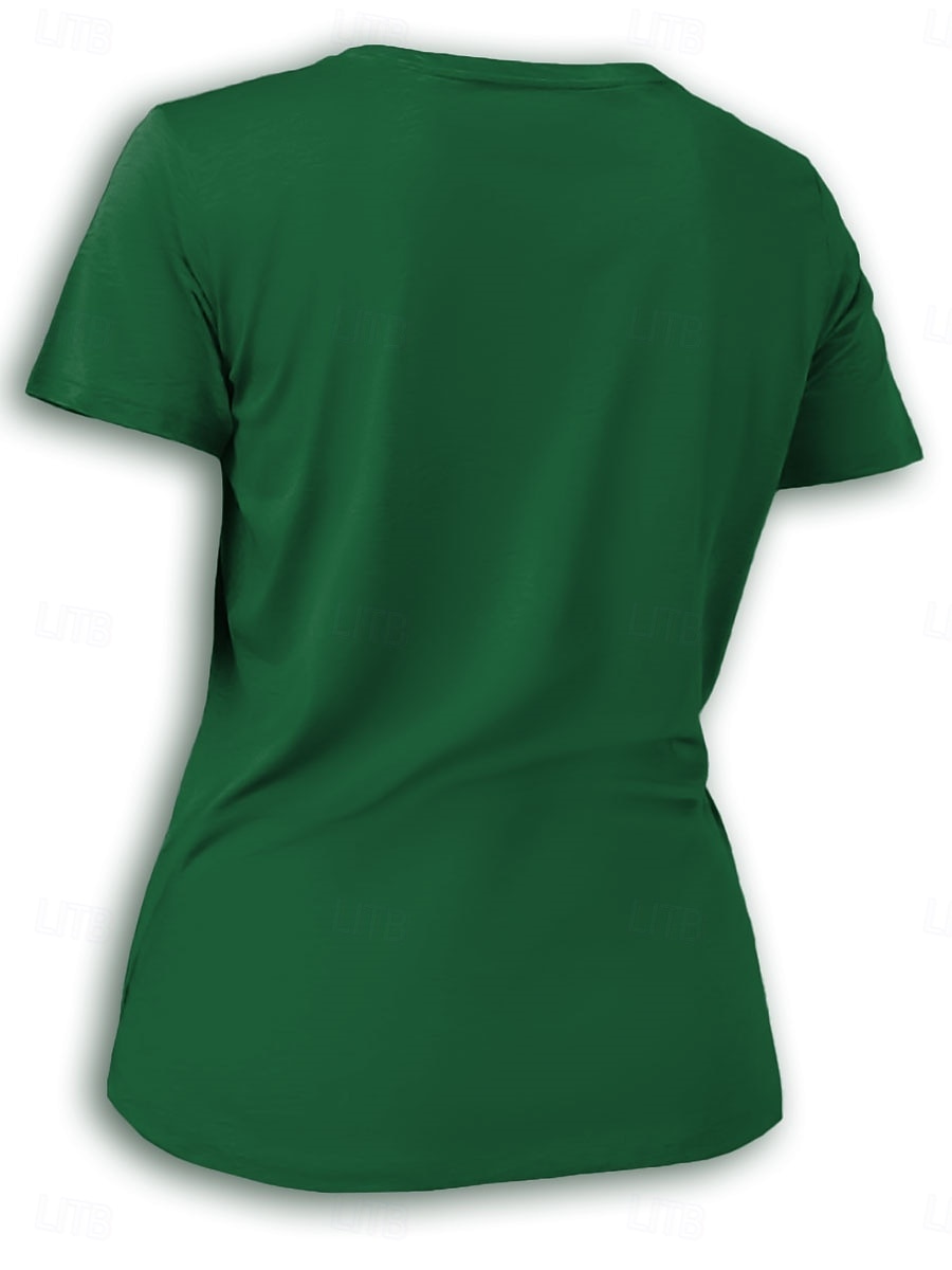 Pentru femei Tricou Pisica Scrisă Casual Manșon scurt Rotund Topuri obișnuite Zilnic Imprimeu Negru Albastru piscină Trifoi Vară 2025 - $19.99 –P2