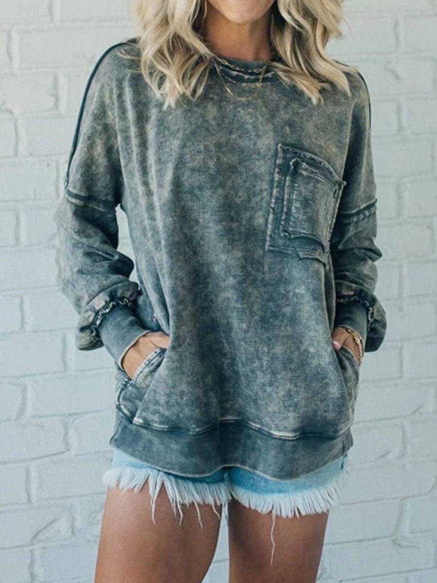 Per donna Felpa Pullover Colorato a macchie Di tendenza Streetwear Manica lunga Girocollo Top regolari Strada Informale Collage Giallo Rosso Grigio Primavera Autunno Inverno del 2025 a CAD $48.72 –P2