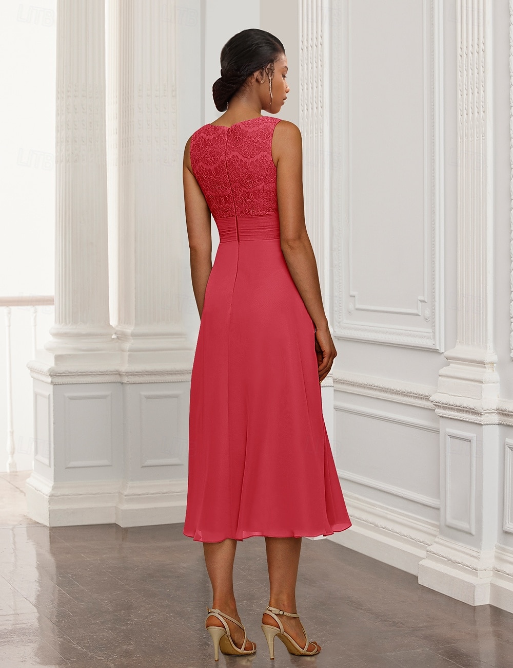 Robe 2 pièces Sheath  Colonne Mère de la mariée Robe Élégante Simple Col bijou Longueur genou Tissu extensible Veste à manches 3/4 Robes avec appliques brodées de 2025 ? $180.99 –P2