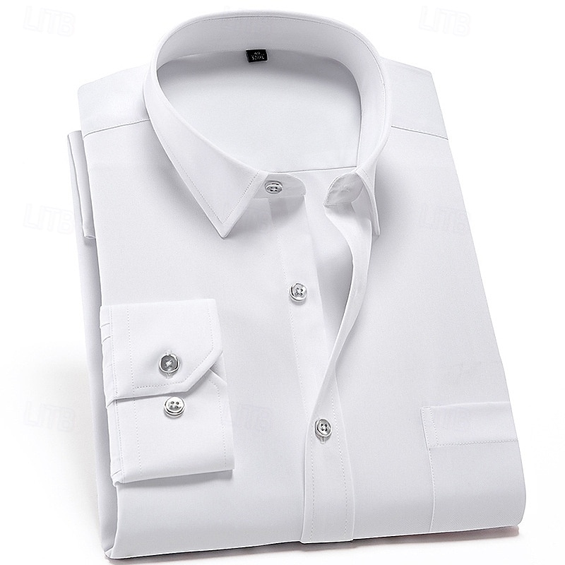 Hombre Camisa para Vestido Camisa sin planchar Resistente al agua Plano Diario Exterior Azul Marino Manga Larga Cuello Verano Primavera Ropa 2026 - $28.99 –P3