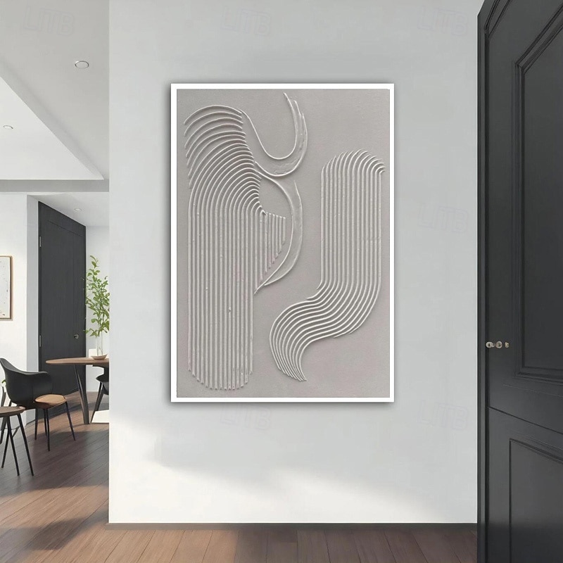 Hand painted White Minimalist Wall Art  Plaster Art  Matte Textured Wall Art Home Wall Art  Structure Abstract Painting  3D Art Home Decoration Frame Ready To Hang Or No Frame 2025 - $141.99 –P7