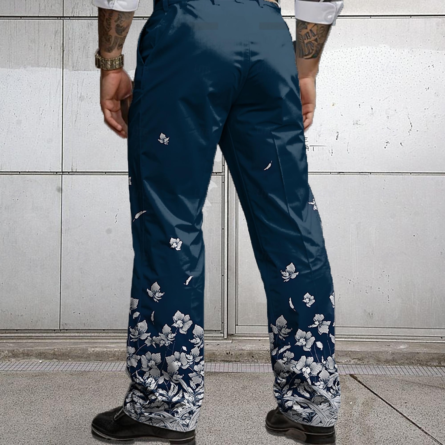 Voor heren Bloemenprint Broek Pakken Medium Taille Zakelijk informeel Bruiloft Feestdagen Vaderdagcadeaus Platte voorkant Broek met rechte pijpen Zomer Lente Herfst 3D-afdrukken Zwart Wijn blauw 2026 - $31.99 –P5