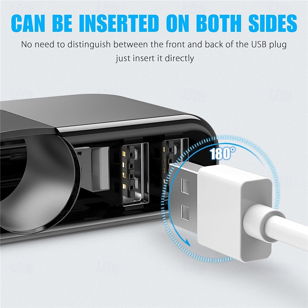 3-weg auto sigarettenaansteker splitter dubbele usb autolader splitter adapter 5v 3.5a 120w universele sigarettenaansteker met led-verlichting geschikt voor telefoons gps dvr opladen 2025 - $34.99 –P6