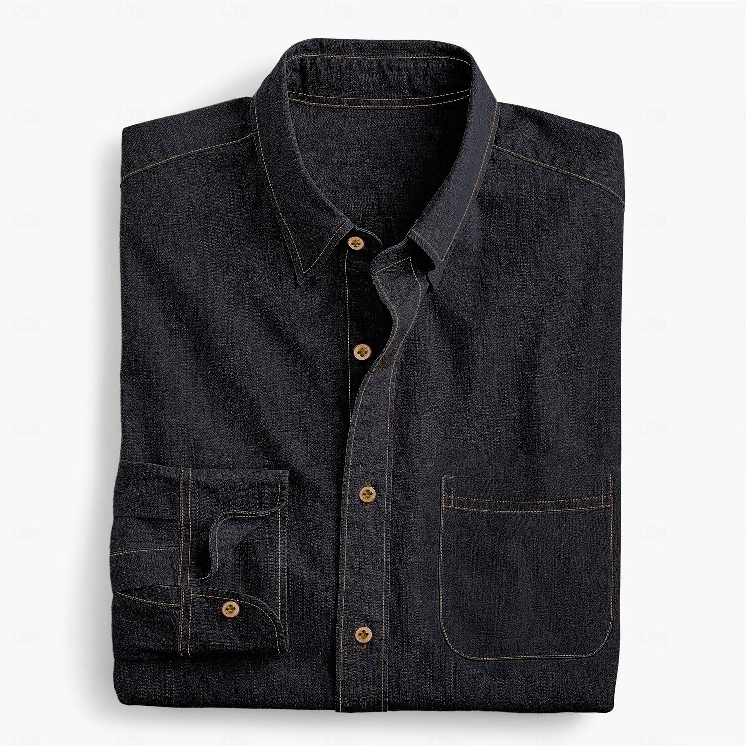 Herren Hemd Chambray-Hemd Calico-Hemd Lässiges Hemd Knopfhemd Denim Blue Schwarz Dunkel Blau Dunkelblau Langarm Glatt Kragen Urlaub Täglich Bekleidung Modisch Brautkleider schlicht 2025 - $29.99 –P7