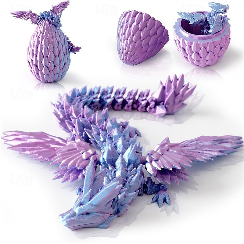 3d-tryckt drake ägg regnbåge flygande drake i färgglada ägg fidget leksak för födelsedagspresent flexibel skrivbord figur dekor 2025 - $35.99 –P1