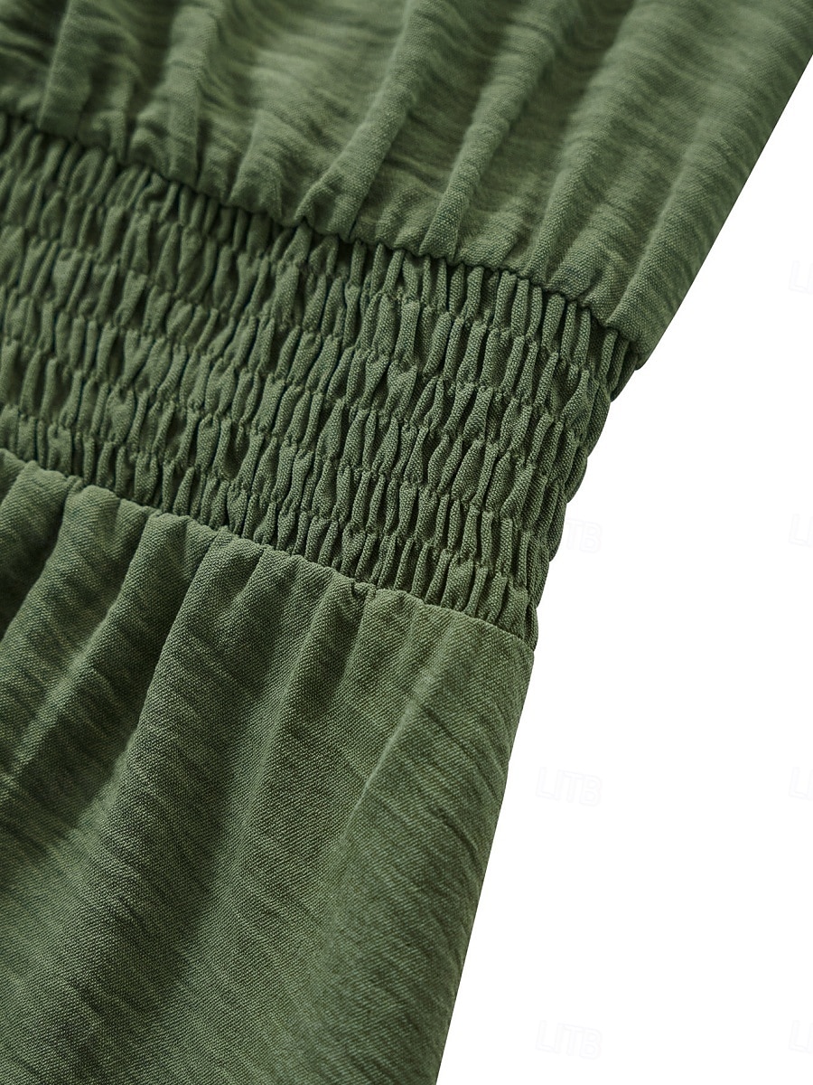 Damen Midikleid Casual kleid A Linie Kleid Stilvoll Basic Brautkleider schlicht Urlaub Täglich Regular Fit Glatt Langarm V Ausschnitt Schwarz Armeegrün Sommer Frühling 2025 - $38.99 –P5