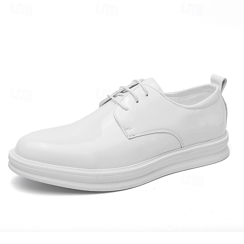 scarpe oxford stringate in similpelle bianca da uomo – eleganti scarpe formali per matrimoni, affari e occasioni speciali del 2025 a $46.99 –P2