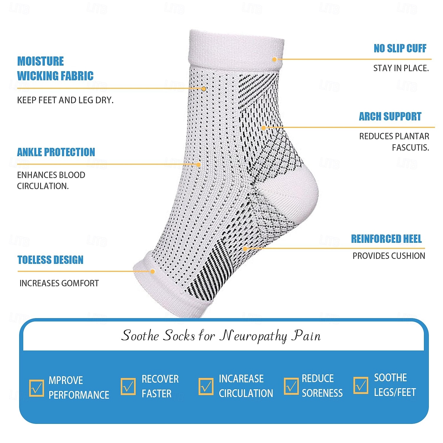 Socks for Women Soothe Compression Socks for Neuropathy Pain, Ankle Brace Plantar Fasciitis Swelling Relief 2026 - $9.99 –P4