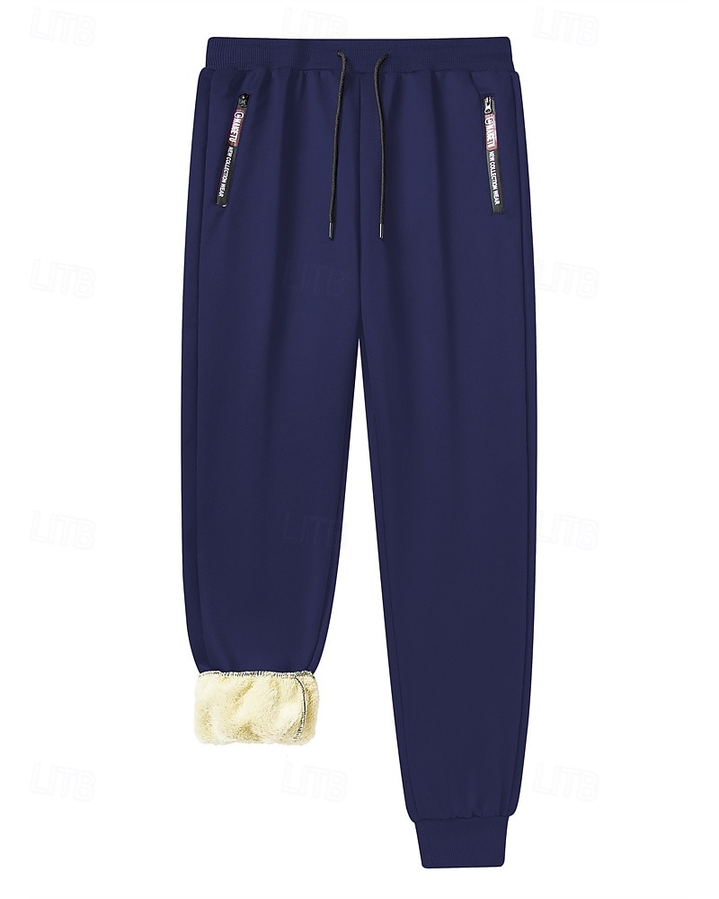 Men's Fleece Pants Sweatpants Joggers Winter Pants Trousers Pocket Drawstring Elastic Waist Plain Comfort Warm Sports Outdoor Daily Fashion Casual Black Navy Blue Micro-elastic 2026 - $21.99 –P5