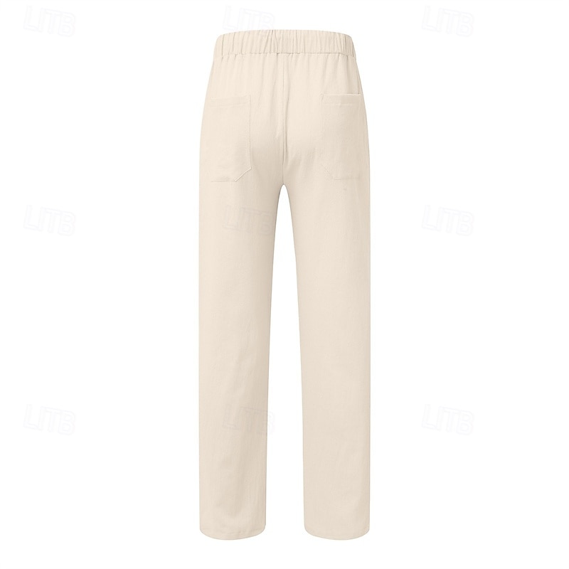 Homens Calças de linho Calças Calça verão Com Cordão Cintura elástica Perna reta Tecido Conforto Respirável Comprimento total Casa Casual Diário Moda Estilo Clássico Preto Branco de 2025 por $21.99 –P7