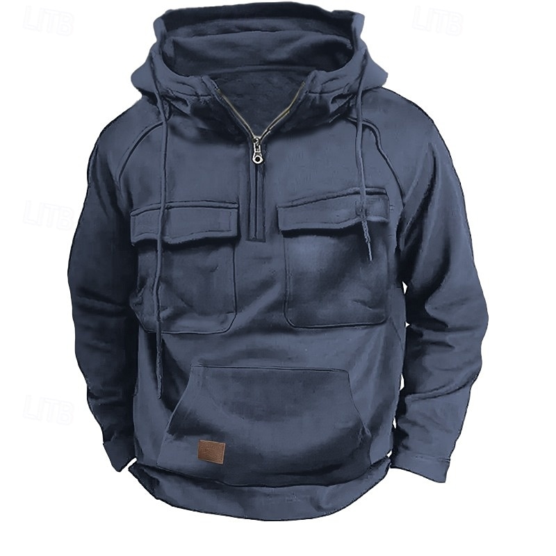 Per uomo Felpa con cappuccio Felpa con cappuccio e cerniera a un quarto Felpa con cappuccio tattica Nero Verde militare Blu Cachi Grigio scuro Con cappuccio Liscio Tasche Sportivo Giornaliero Per del 2025 a $32.99 –P5