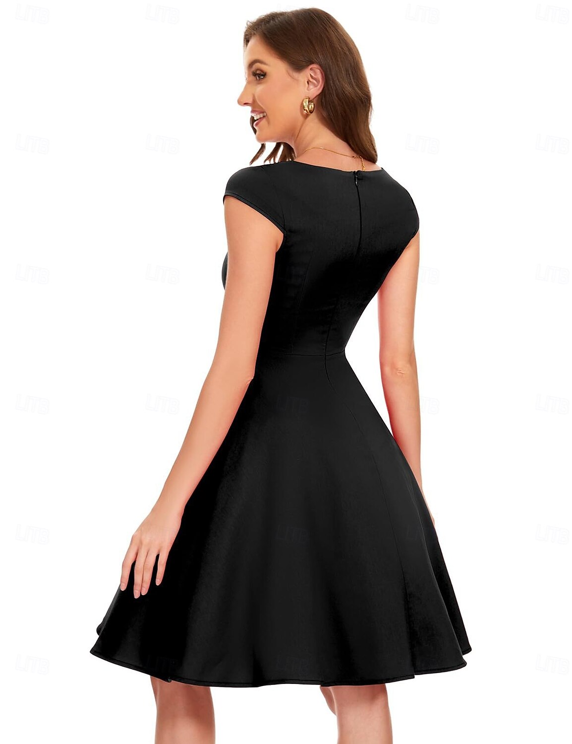 A-Linie Abendkleid Brautmutter Kleid Formal Knielang Lange Ärmel V-Ausschnitt Gürtel  Schärpe Italien Satin mit gerafftem Detail 2025 - $123.99 –P2