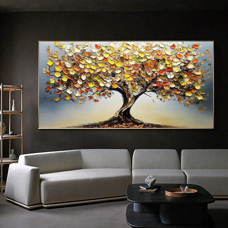 handgemaltes 3D abstraktes Goldbaum-Ölgemälde auf Leinwand, farbenfrohe Baumlandschaft, minimalistische Schwarzgoldstruktur, Spachtelkunst, Naturnachtlandschaft, Weihnachtsdekor, kein Rahmen 2025 - $125.99 –P4