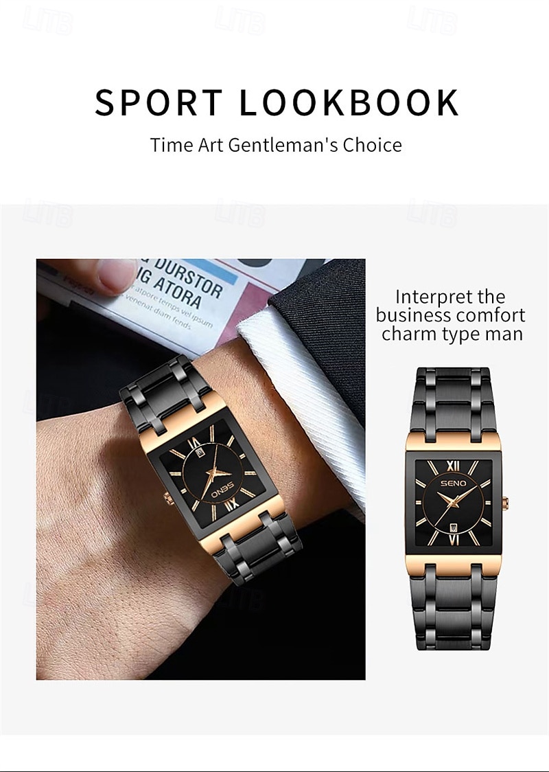 New Stainless Steel Fashion Trend Men'S Quartz Watch Calendar Waterproof Simple Leisure Sports Automatic Non-Mechanical Square Watch 2025 - $15.99 –P10
