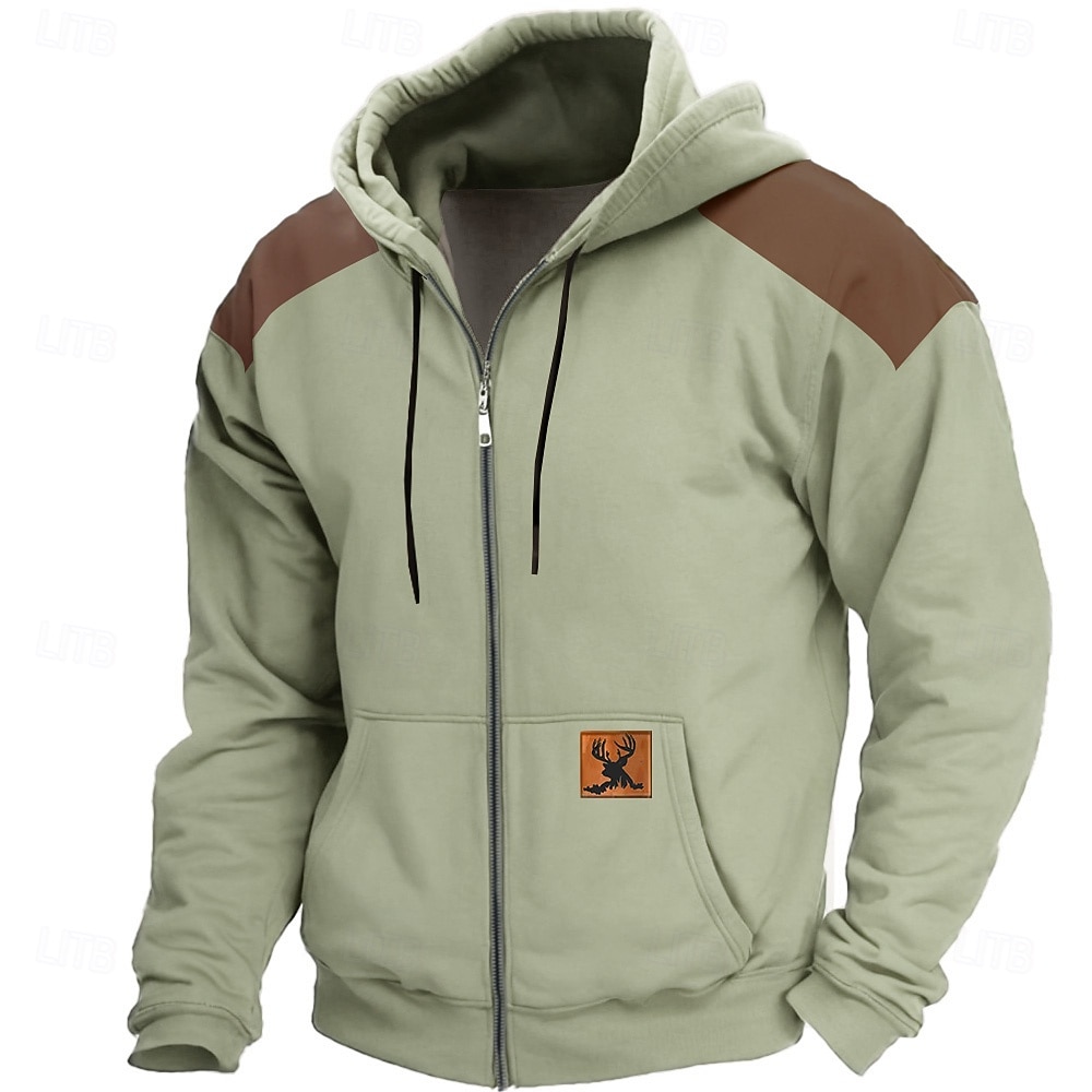 Homme Cowboy Sweats à capuche Mode Frais manche longue À capuche Vacances Sortir Vêtements de rue Vert Kaki Cordon de serrage Fermeture éclair Automne Hiver Designer de 2025 ? $29.99 –P3