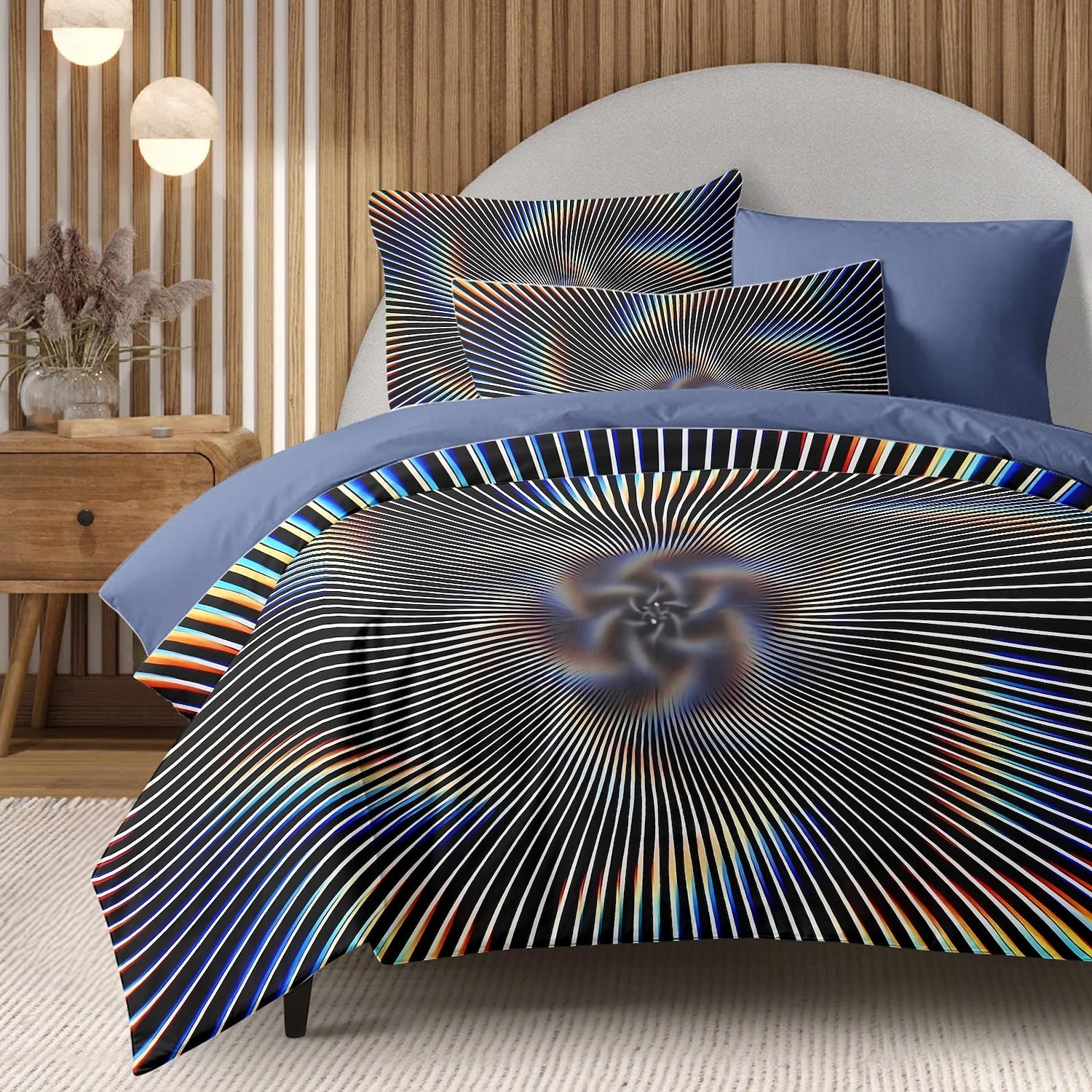 påslakanset med grafiska tryck på optiska illusioner, sängset i 100 % bomull, ultramjukt och andningsbart material, inkluderar påslakan och örngott, modern och snygg design, slitstark 2025 - $60.99 –P15