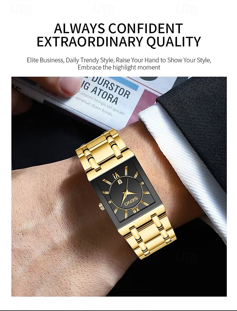 New Stainless Steel Fashion Trend Men'S Quartz Watch Calendar Waterproof Simple Leisure Sports Automatic Non-Mechanical Square Watch 2025 - $15.99 –P11