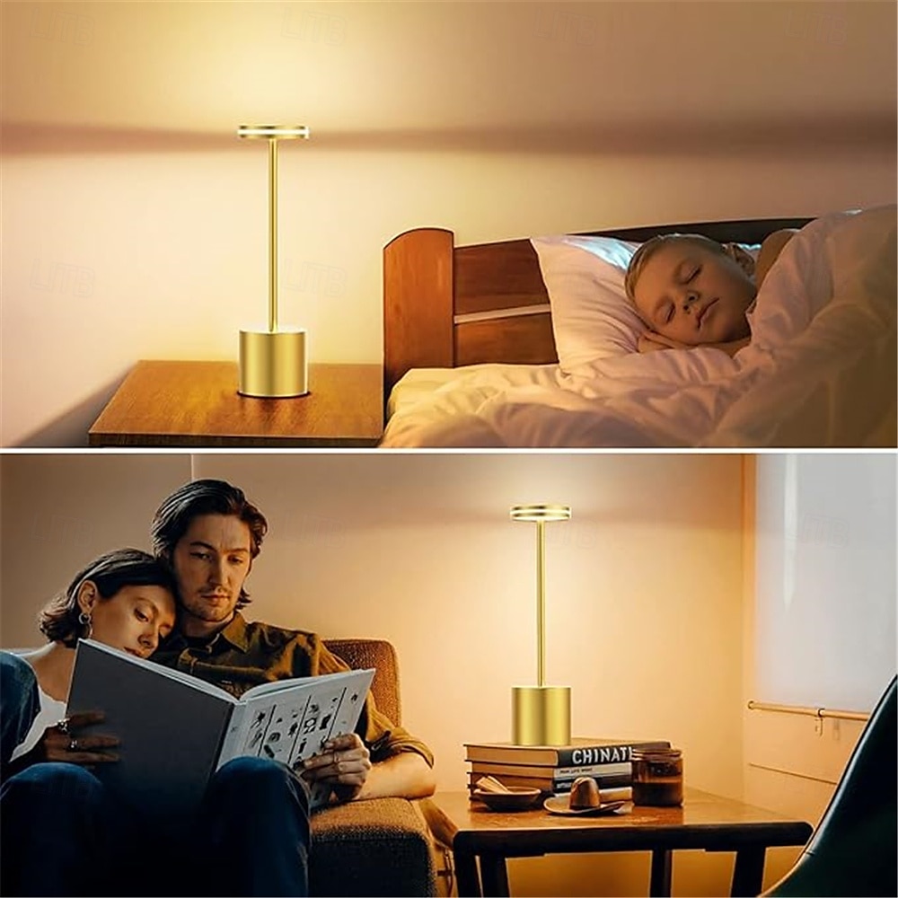 lampada da scrivania retrò in alluminio ricaricabile tramite usb - luce notturna da tavolo con controllo touch 1 pz del 2025 a $30.99 –P1