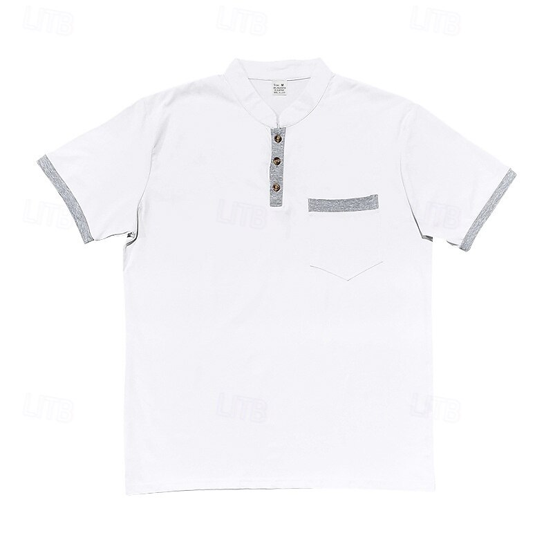 Men's Golf Shirt Golf Polos Shirts Work Casual Stand Collar Short Sleeve Basic Modern Color Block Patchwork Buttons Spring & Summer Regular Fit Black White Army Green Blue Brown khaki Golf Shirt 2025 - $17.99 –P3