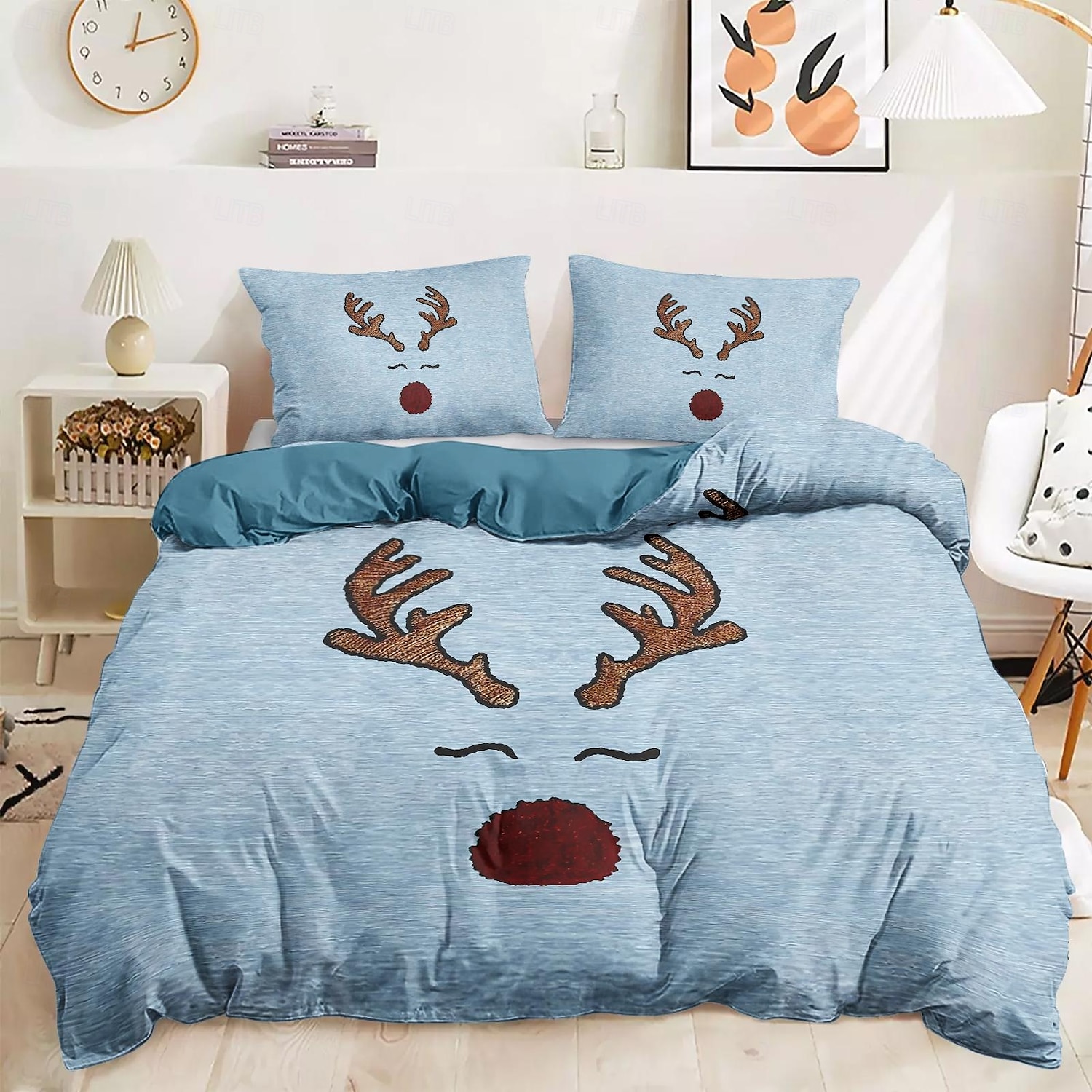 Bettbezug-Set mit Rentier-Aufdruck, 100 % Baumwolle, weiches und gemütliches Bettwäsche-Set mit weihnachtlichem Rentier-Design, perfekt für die Wintersaison, stilvolle Schlafzimmerdekoration, pflegeleicht, maschinenwaschbar 2025 - $60.99 –P15