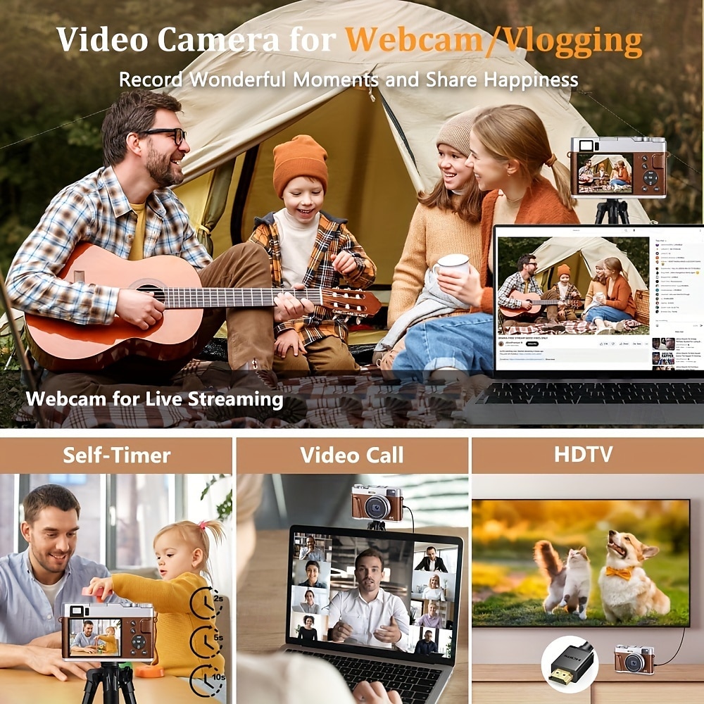 4K UHD Point and Shoot Camera Digicam with Auto Focus Compact Digital Camera Travel Camera with Auto Focus 48MP Vlogging Camera 2025 - GBP £102.14 –P8