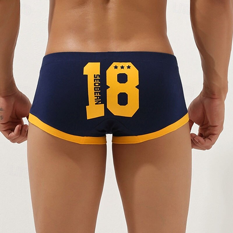 Men's 1 PCS Boxers Underwear Boxer Shorts Patchwork Spandex Breathable Soft Comfortable Color Block Letter & Number Mid Rise Black Red 2025 - $8.99 –P5