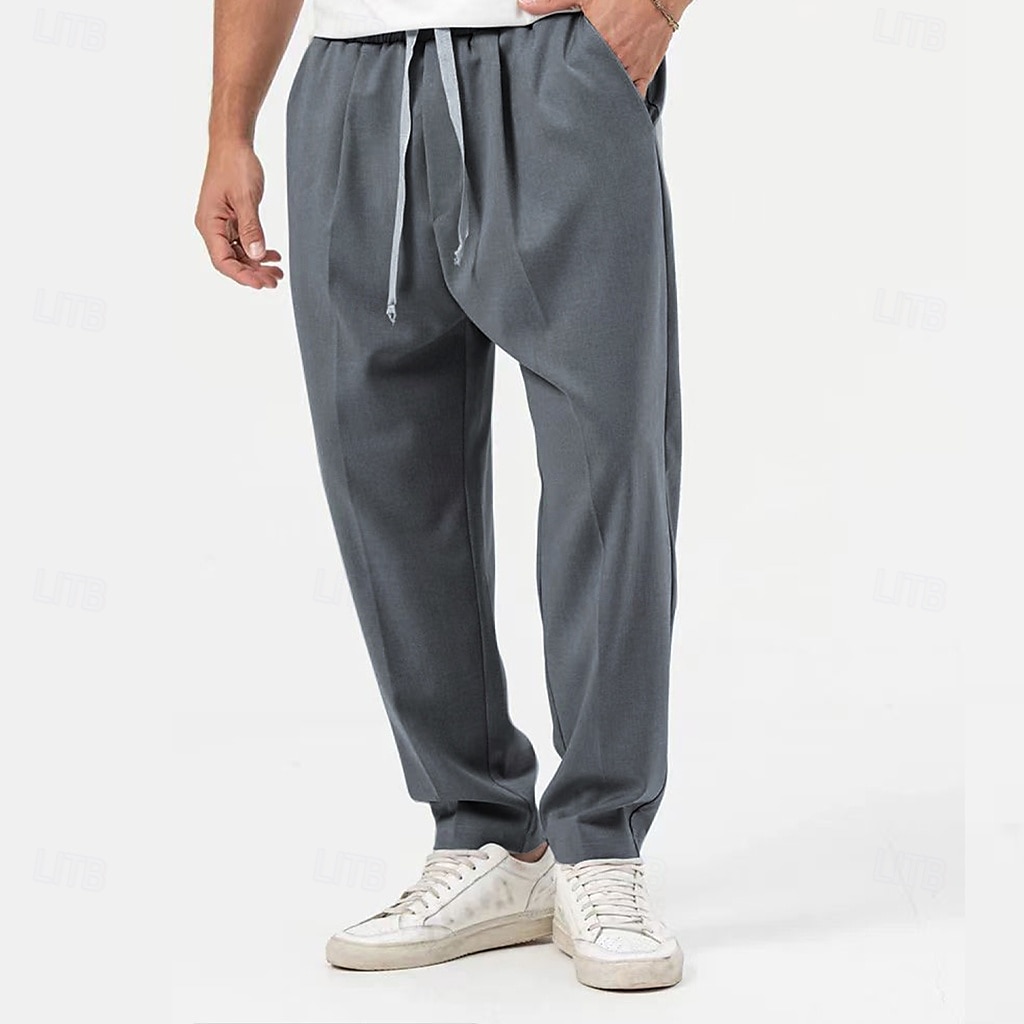 Voor heren 2-delig Overhemdset Bijpassende sets Normaal shirt Effen Dagelijks Uitgaan Zwart Licht Grijs Leger Groen Donkergrijs Lange mouw Zonder Kraag Lente zomer Kleding Elastische tailleband 2025 - $46.99 –P4