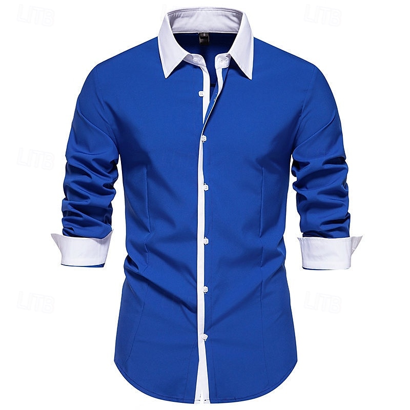 Herren Hemd Oberhemd Knopfhemd Farbblock Hochzeit Party Schwarz Weiß Marineblau Blau Langarm Kargen Frühling & Herbst Bekleidung 2025 - $28.99 –P10