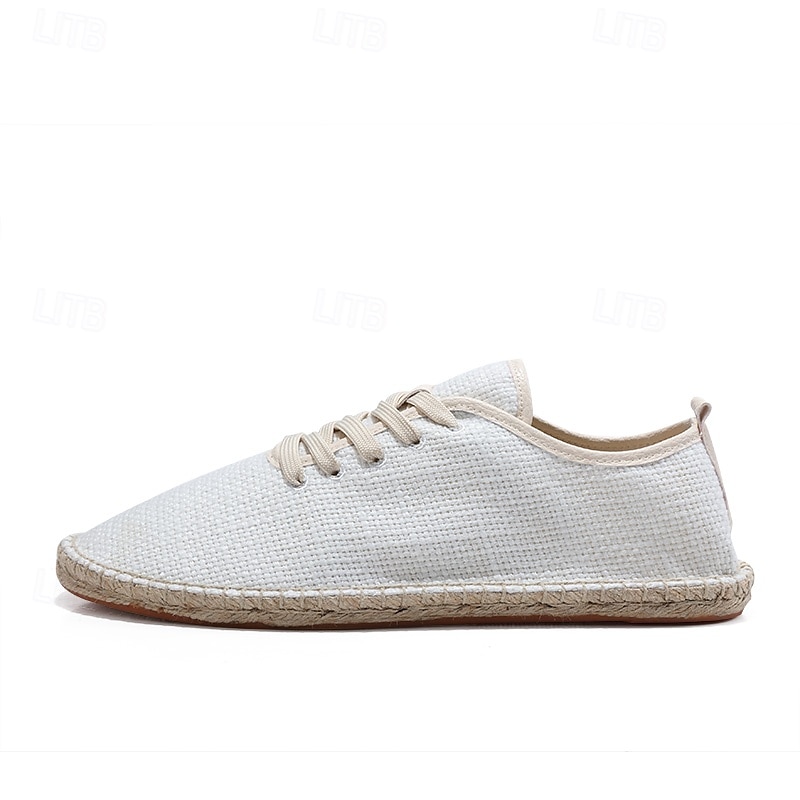 scarpe espadrillas da uomo in tela beige con lacci e suola in corda di juta – comode calzature estive casual del 2025 a $32.99 –P13