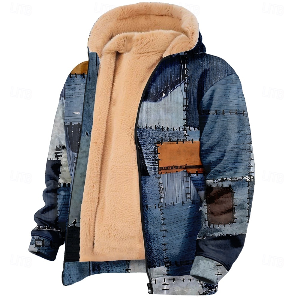 Homens Xadrez Quadrados Tosão Moletom Moletom Moletom com capuz Gola Redonda Simples Impressão 3D Streetwear Azul Marron Zip Up Outono Inverno Designer de 2025 por $39.99 –P1