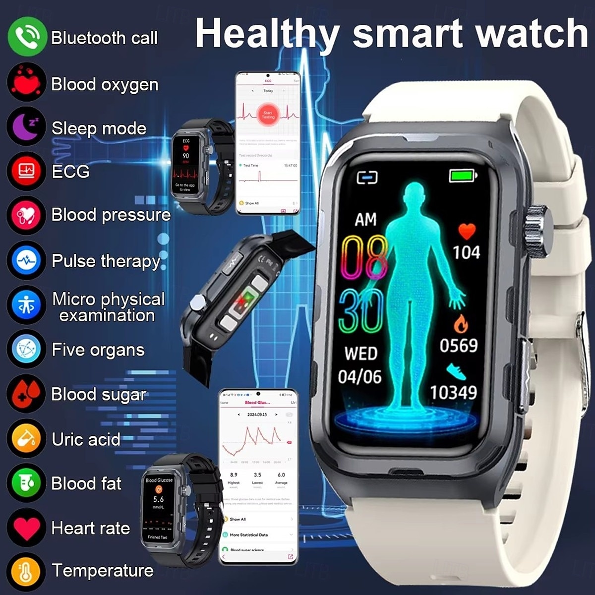 Braccialetto intelligente TK79 ECG tracciatore di fitness microfisico fisioterapia monitor di salute sportiva del 2025 a $72.99 –P1