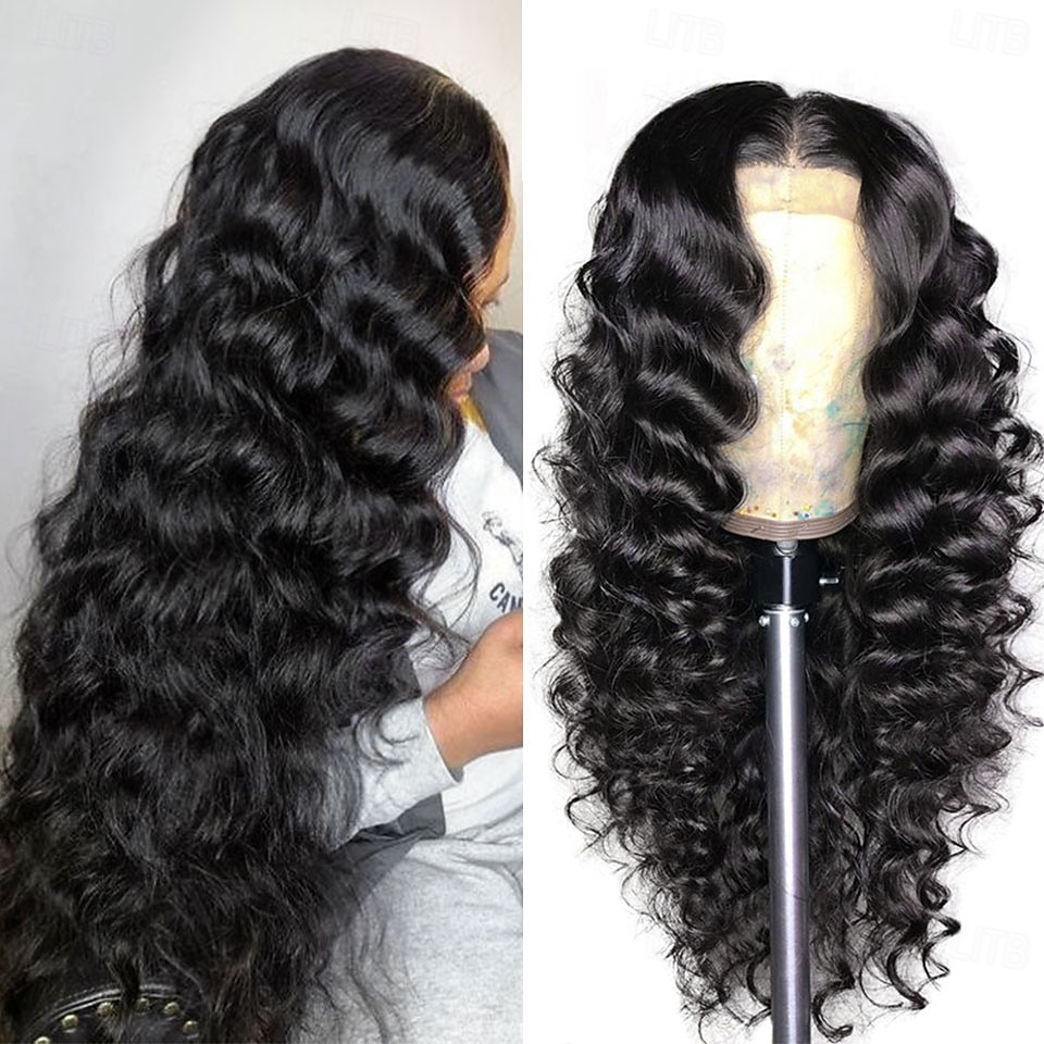 Remy Human Hair 4*4 transparent lace Loose Deep human hair wig Natural color Lace wig 150% density 2026 - $192.99 –P4