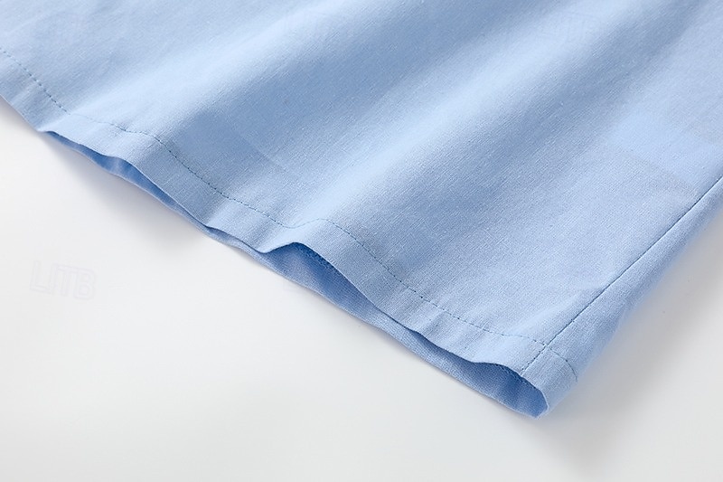 Cotone e lino Classico Per uomo Camicia camicia di lino Camicia estiva Camicia da spiaggia Camicia con bottoni Nero Bianco Blu Manica corta Liscio Collo ripiegabile Estate Da mare Per eventi del 2025 a $25.99 –P15