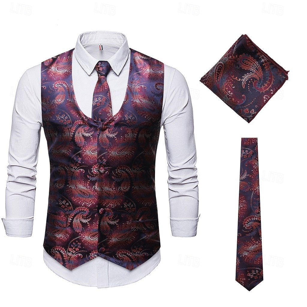 Retro Řvoucí 20s 20. léta 20. století Kamizelka Vesta Velký Gatsby Gentleman Kašmírový vzor Retro Maškarní kostým Pánské Vánoce předvečer Všech svatých Karneval Výkon loučení se svobodou nevěsty 2025 - $35.99 –P1