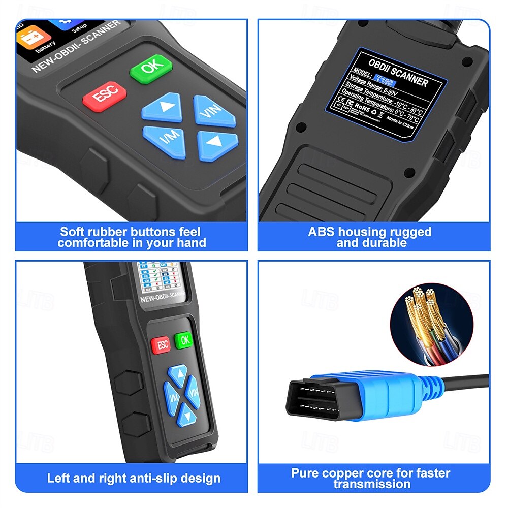 OBD2 Scanner Diagnostic Tool Battery Tester Vehicles Check Engine Malfunction Code Reader with Reset OBD II Car Scanner&Tester Diagnostic Tools 2025 - $38.99 –P4