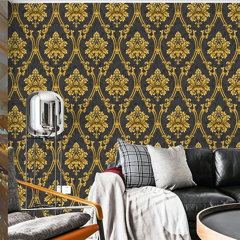 1 rulle 3d europeisk damast icke självhäftande tapet präglad sovrum sänggavel vardagsrum bakgrund väggdekoration vattentät tapet 950x53cm/374x20.87inch 2026 - $47.99 –P14