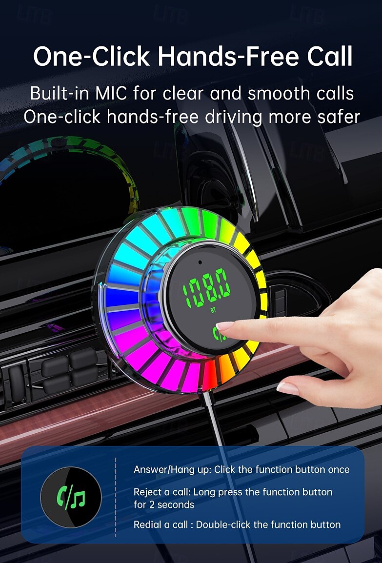 2025年 急速充電カーチャージャー、Bluetooth MP3プレーヤー、ロスレス音楽、電圧表示、音声コントロール、眩しい光の効果  コレクション – $43.99 –P7