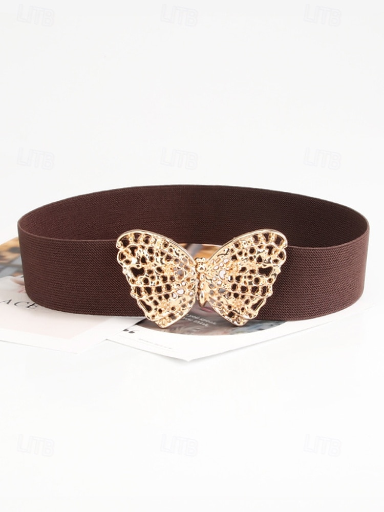 ceinture élastique bleu marine pour femme avec boucle papillon dorée | parfaite pour les robes et les jupes de 2025 ? $11.99 –P8