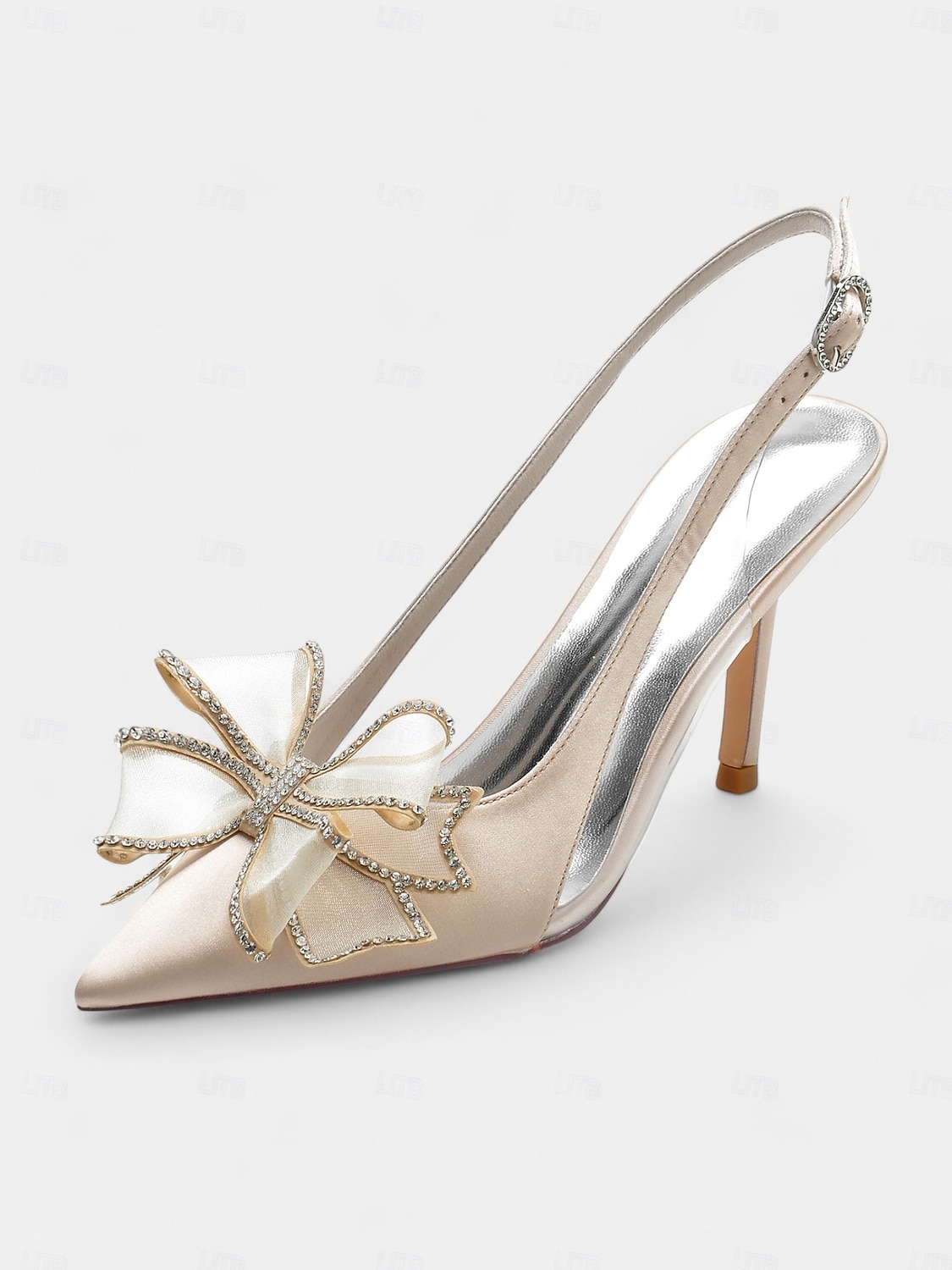 elegantit satiinikorkokengät kristallirusetilla – slingback-hääkengät klassisiin tanssiaisiin ja intiimeihin seremonioihin 2026 - $64.99 –P3