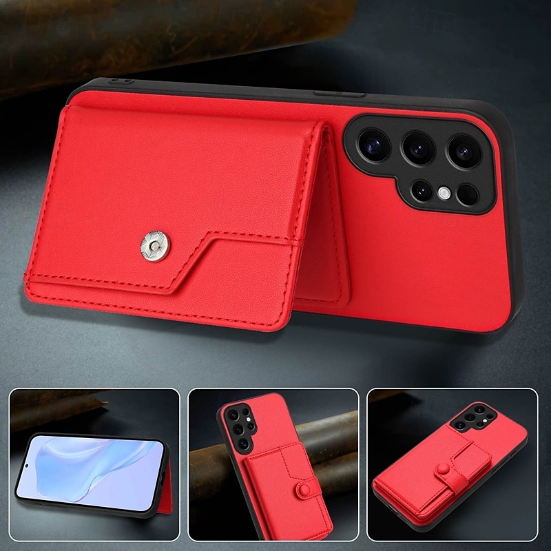 Phone Case For Samsung Galaxy S24 S24 Ultra Plus S24 FE S23 S23 Ultra S23 Plus S22 S22 Plus Ultra S21 FE A55 5G Back Cover with Stand Holder Card Slot Shockproof Retro TPU PU Leather 2025 - $16.99 –P8