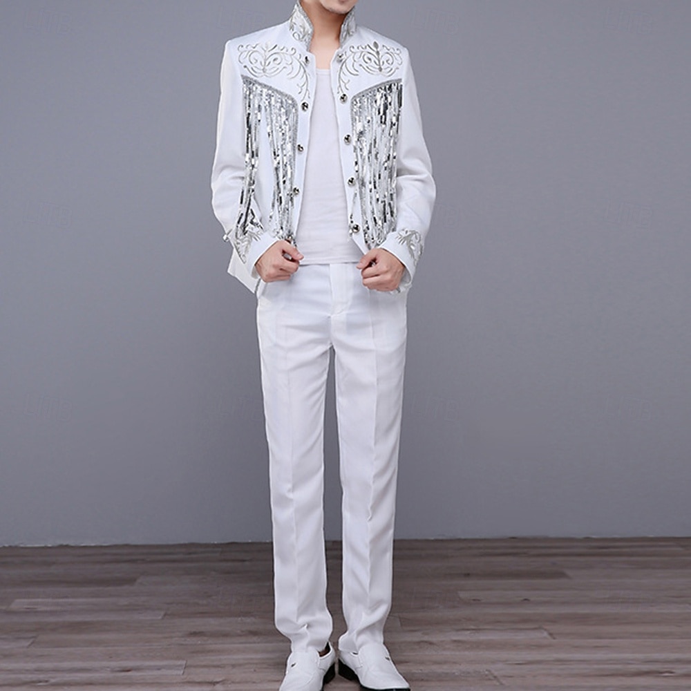 Retro Vintage 1980s Pants Outfits Suits & Blazers Prince Aristocrat Sequins Jacquard Fancy Dress Men's Halloween Carnival Masquerade Party Performance Pride Parade Adults' Coat Pants 2026 - $69.99 –P12