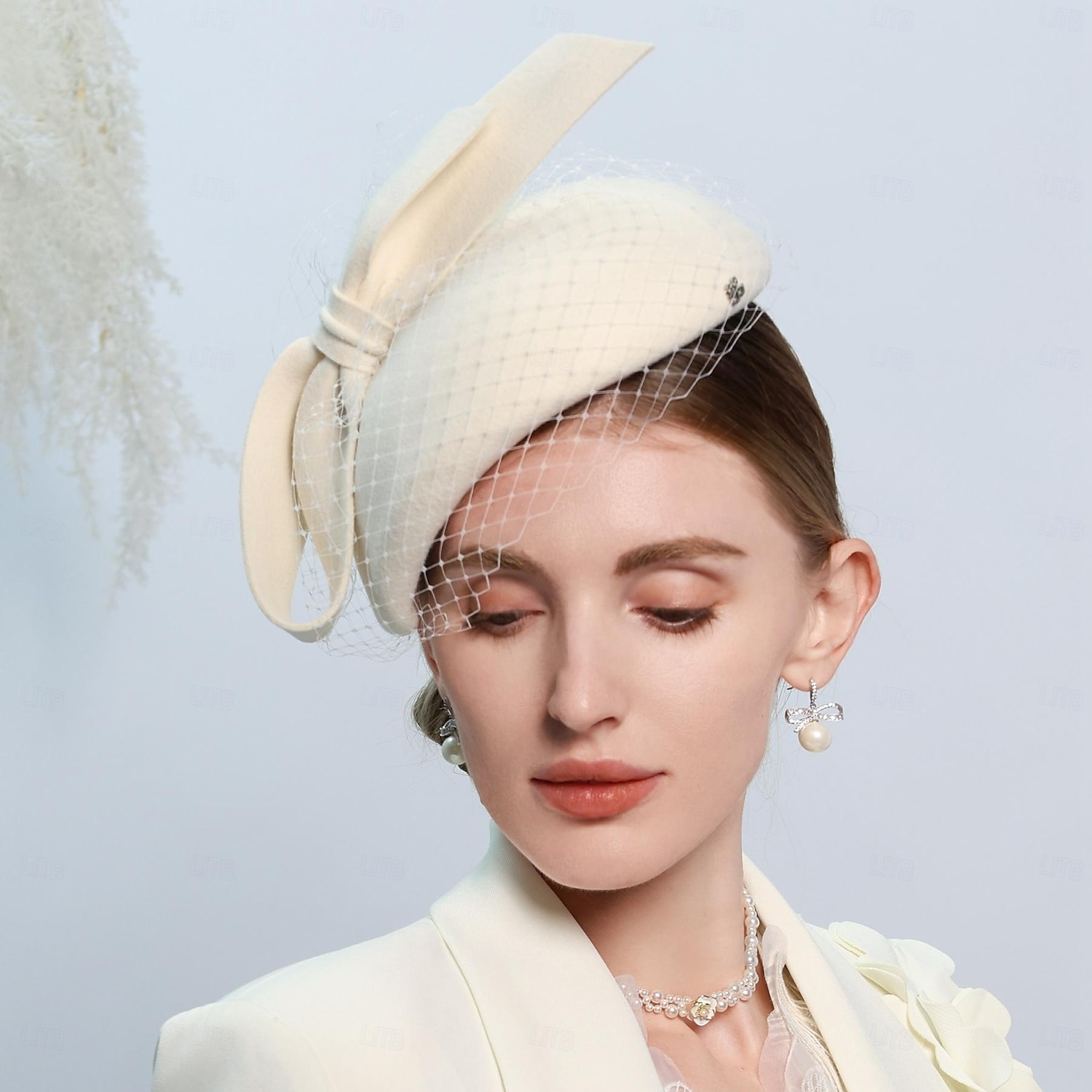 hatter 100% ull beret lue tallerken lue bryllup teselskap elegant bryllup med sløyfe hodeplagg i ren farge hodeplagg 2025 - $65.99 –P2