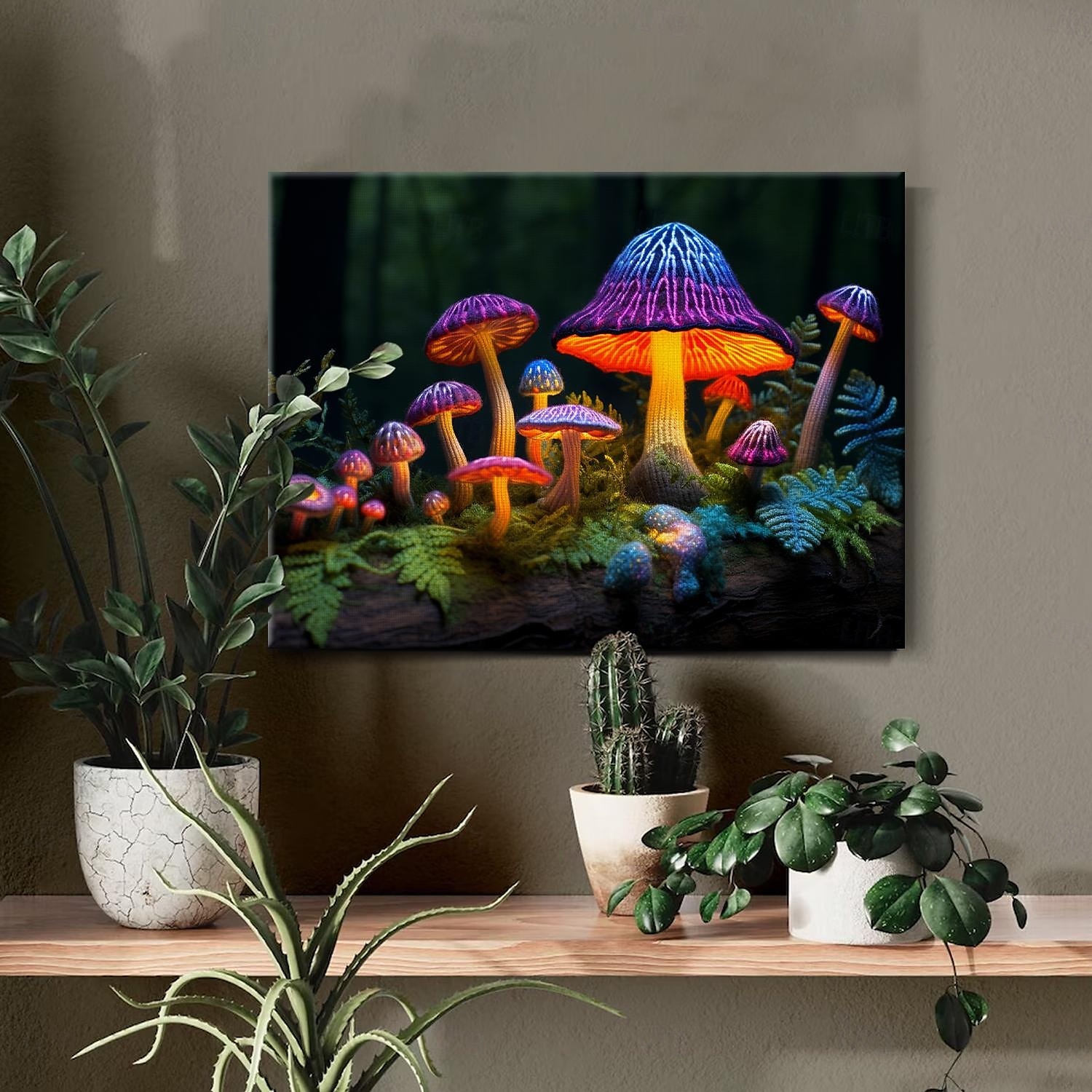 Mushrooms Forest LED Canvas Wall Art LED Lighted Up Wall Decor 2AA Battery Operated Lighted Canvas Print LED Light Kitchen Bedroom or Home Decor 2025 - $50.99 –P1